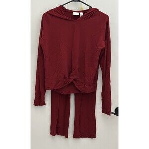 Zella Girls Red 2 Piece Set Outfit XL Top Long Sleeve Pants Large Straight Leg